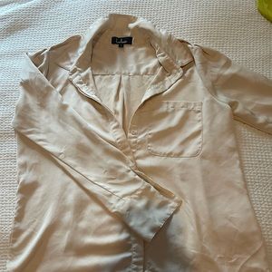 Long Sleeve Satin Button Up Blouse
